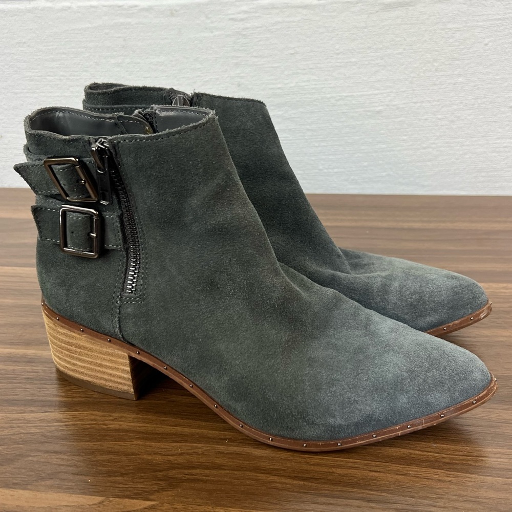 Bleecker and Bond Georgia Gray Suede Ankle Boots, 8